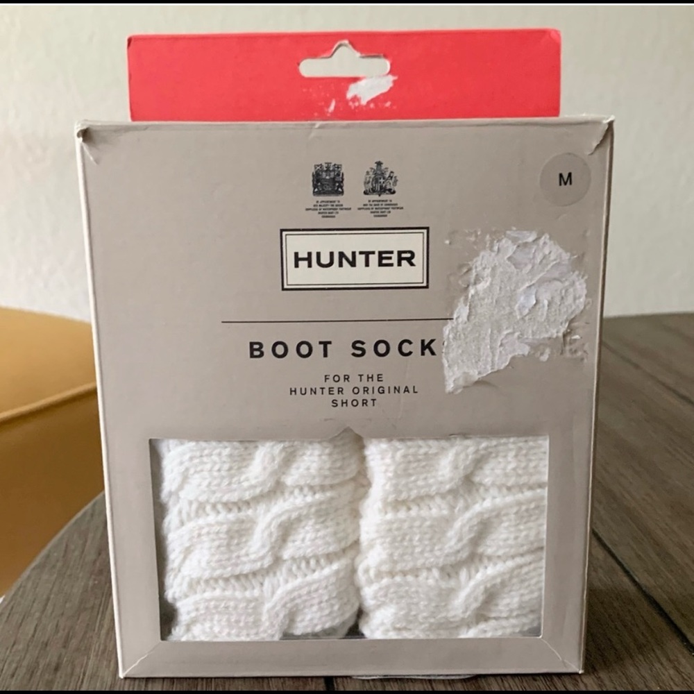 Hunter Short Boot Cable Knot Fleece Boot Socks Size Medium